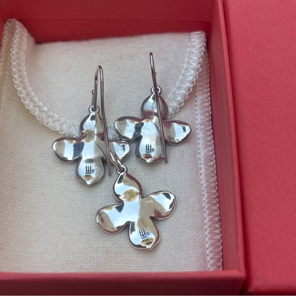 James Avery Polished Silver dogwood Flower Charm earrings set - Picture 5 of 9